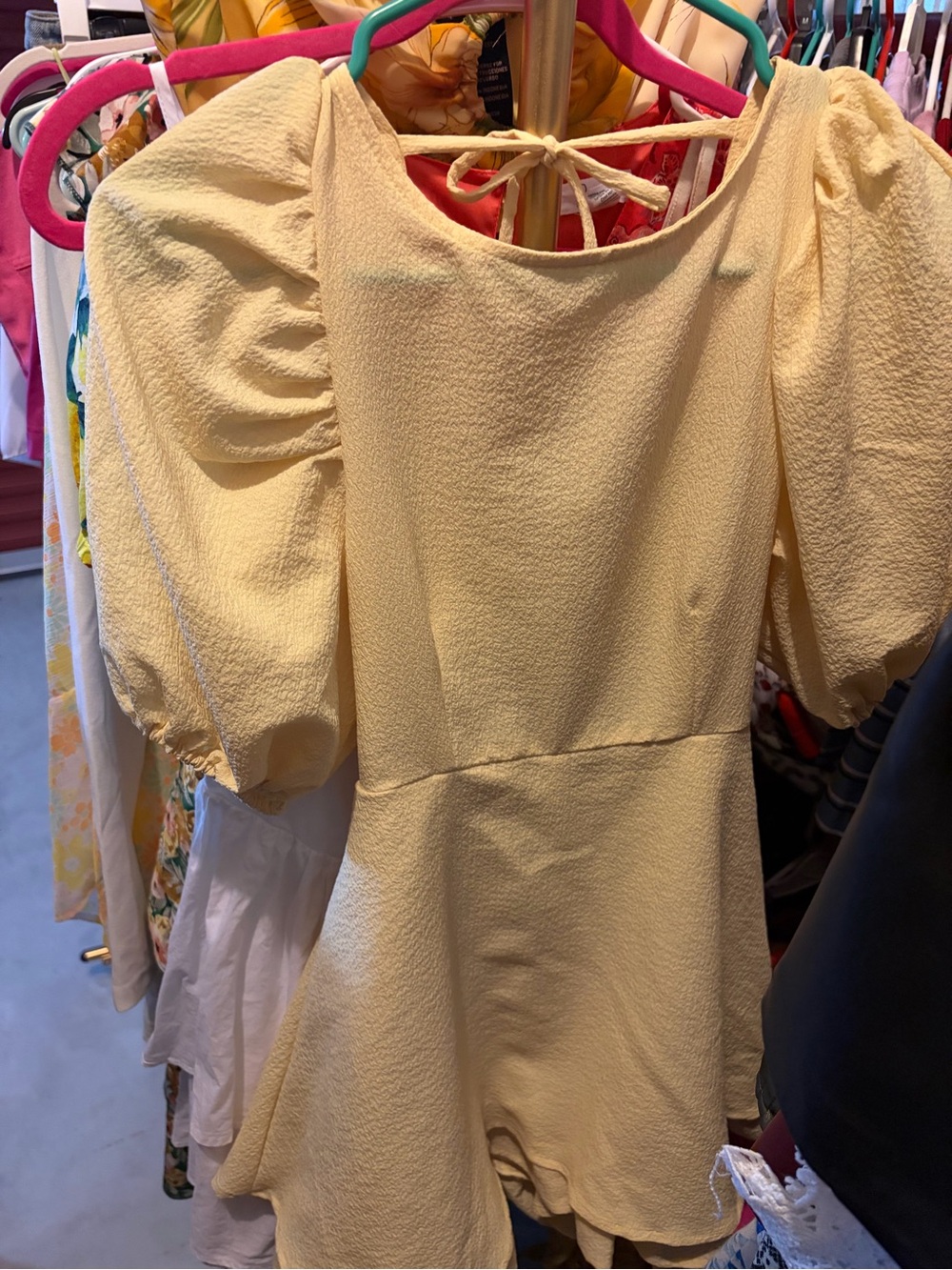 Altar'd State Yellow Textured Tie-Back Romper